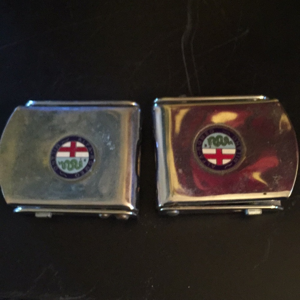 RARE Alfa Romeo logo stainless seat belt buckles